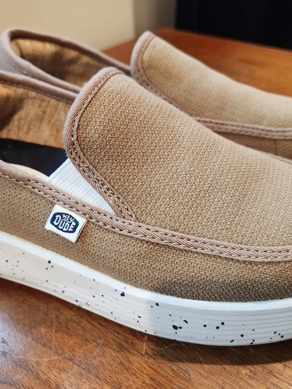 Hey Dude Youth Size 3 Slip-On Loafers in Tan Canvas